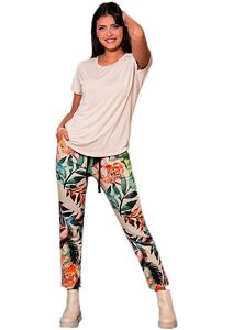 Designové kalhoty pro ženy 81-1010 multicolor