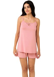 Pohodlné dámské pyžamo Vamp s krajkou 22092 pink blush