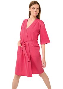 Bavlněný letní župan na zavazování Vamp 22256 pink blossom