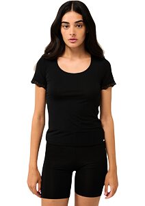 Jednobarevné mikromodalové tričko Vamp s krátkým rukávem 22800 black