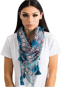 Dámský šátek s etnickým vzorem Chenec 7133 modrý
