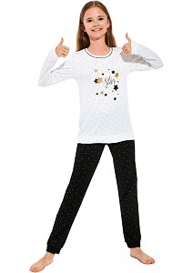 Bavlněné dívčí pyžamo Cornette Young Star bílé