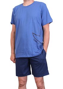 Bavlněné pánské pyžamo Pleas 179774 modré