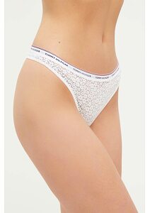 Krajková tanga  Tommy Hilfiger UW0UW04896 bílé