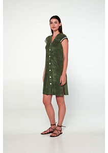 Jednobarevné froté šaty Vamp 20553 zelené