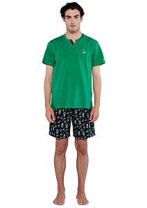 Pohodlné pánské pyžamo s krátkými rukávy 20660 zelené
