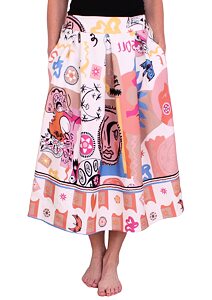 Designová dlouhá sukně H&G 4911 pudr vzor