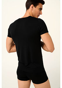 Pánské tričko Vamp Micromodal s výstřihem do V 22852 black