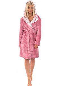 Župan z flanel fleece s kapucí Vestis Flora st.růžová