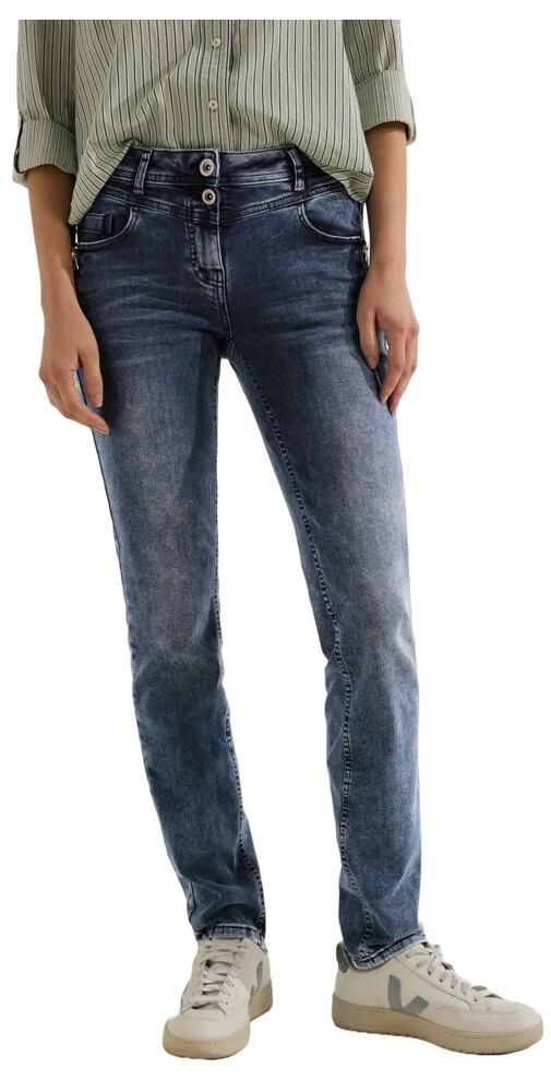 Slim fit džíny se středně vysokým pasem Toronto Cecil 376933 mid blue