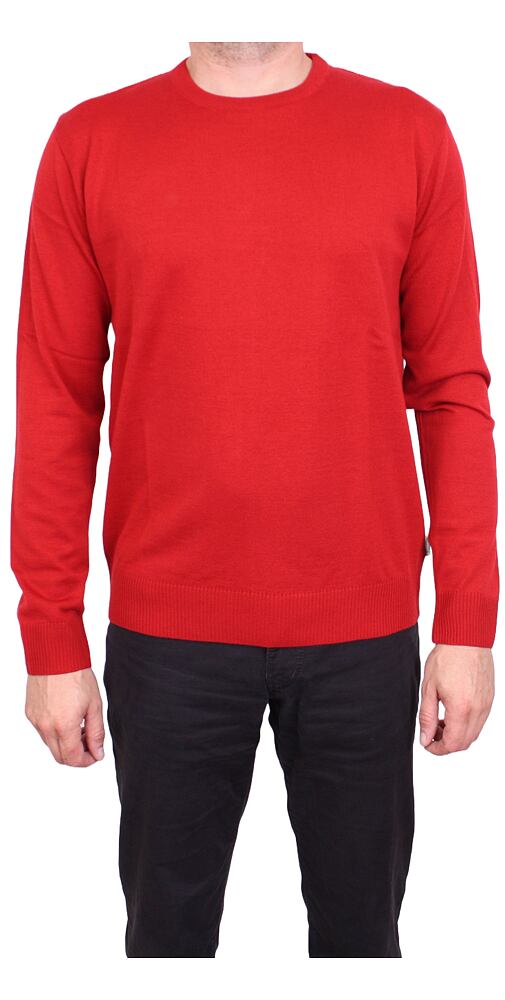 Pánský svetr s kulatým výstřihem  Jordi 833 tm. červená