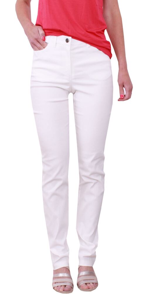 Bílé dlouhé strečové kalhoty