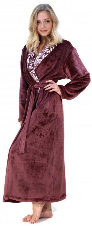 Dámský župan z flanel fleece Vestis Flora šál mauve wine