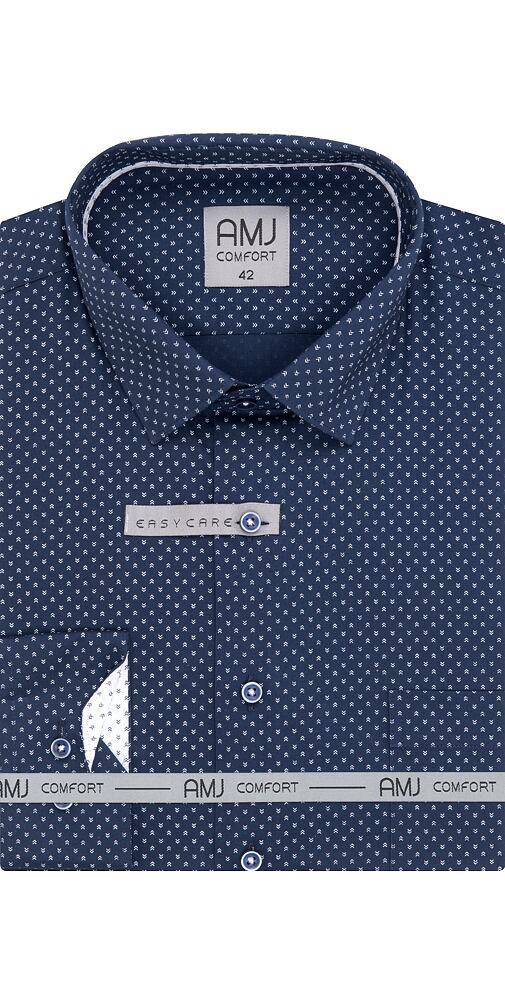 Elegantní pánská košile AMJ Comfort Slim Fit VDSBR 1326 navy