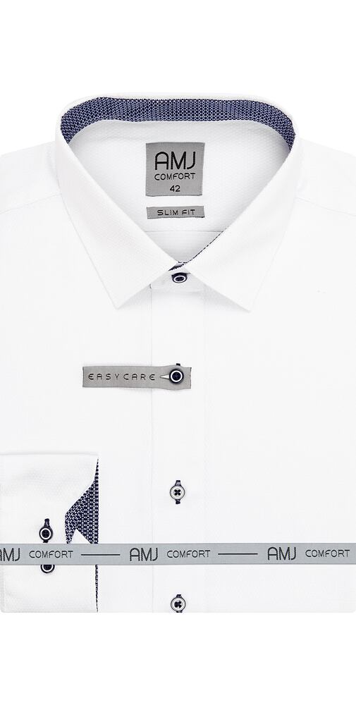 AMJ Comfort Slim Fit VDSBR 1154/17 bílá košile pro muže