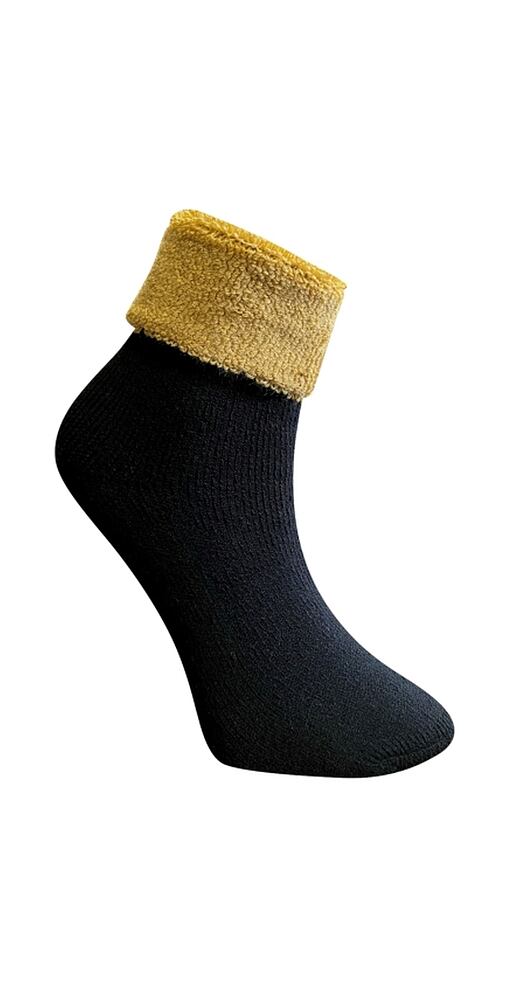 Ponožky s ovčí vlnou Matex 838 Helena Merino černo-okr