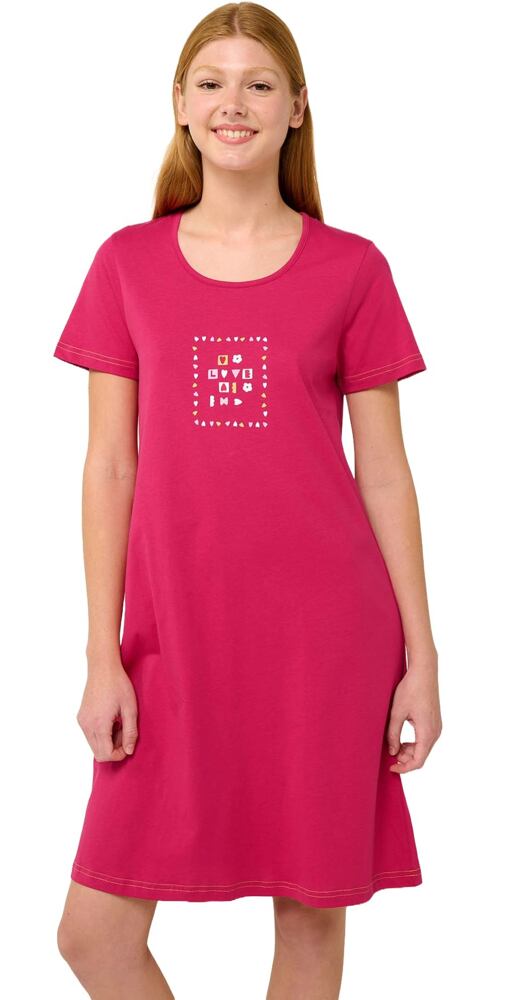 Bavlněná letní noční košile s krátkými rukávy Vamp 22282 pink blossom