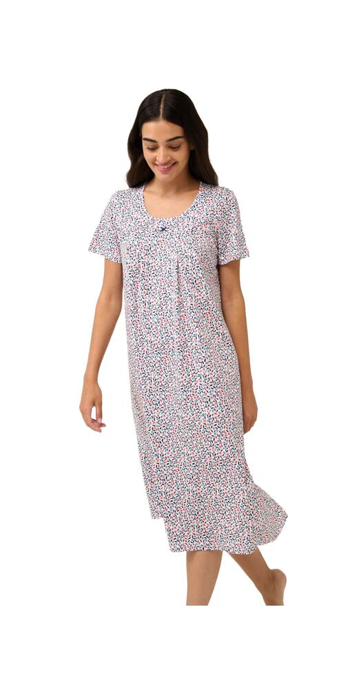 Dlouhá bavlněná noční košile Vamp s krátkými rukávy 22306 blue peony