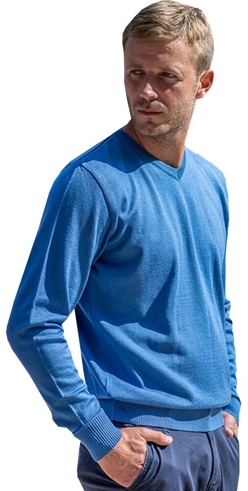 Pánský svetr s véčkovým výstřihem  Jordi 832 modrý