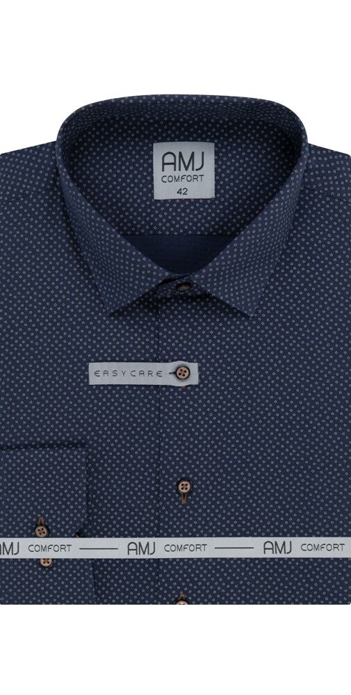 Designová košile pro muže AMJ Comfort Slim Fit VDSB 1214 noční modř