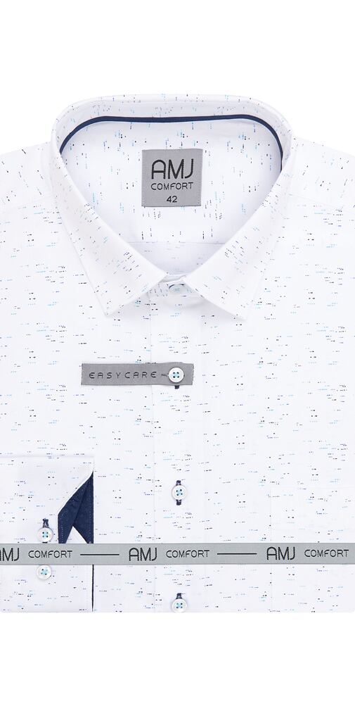 Elegantní pánská košile AMJ Comfort Slim Fit VDSBR 1314 bílo-tyrkys