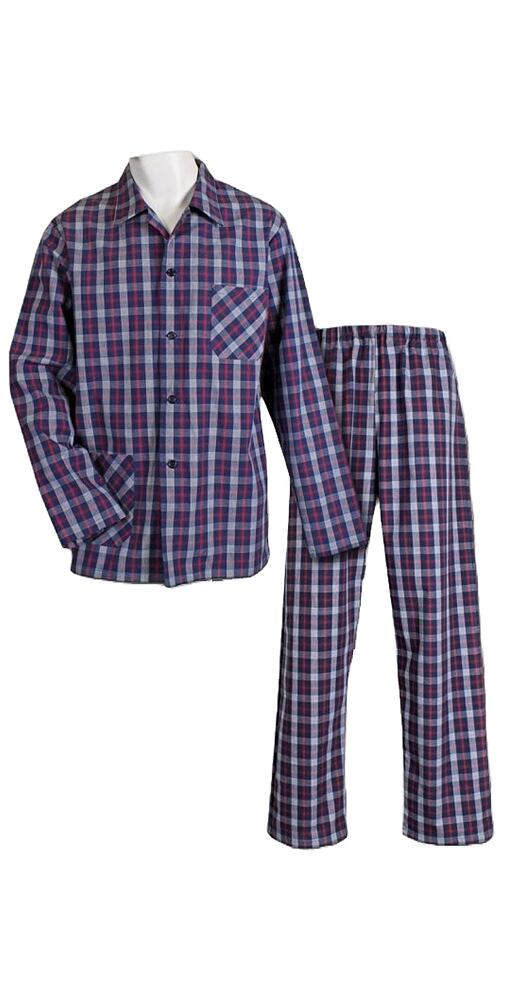 Popelínové pyžamo Luiz Charles 328 navy-red kostička