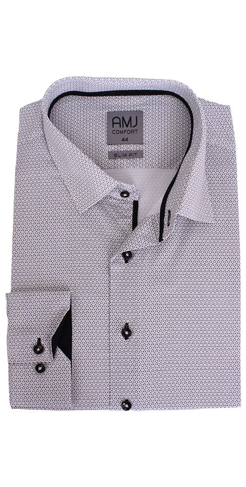 Elegantní pánská košile AMJ Comfort Slim Fit VDSBR 1218 bílo-černá