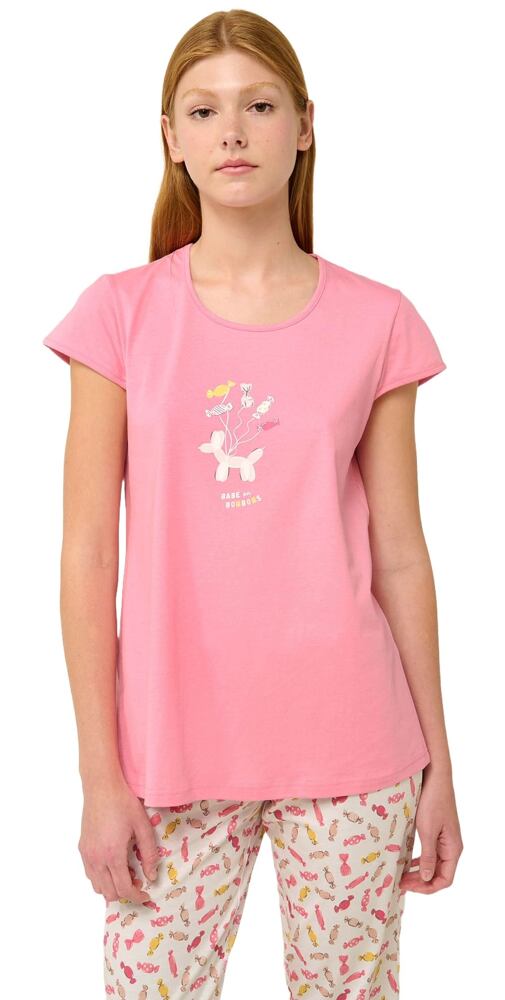 Bavlněné dámské pyžamo s kapri kalhotami Vamp 22270 pink sea