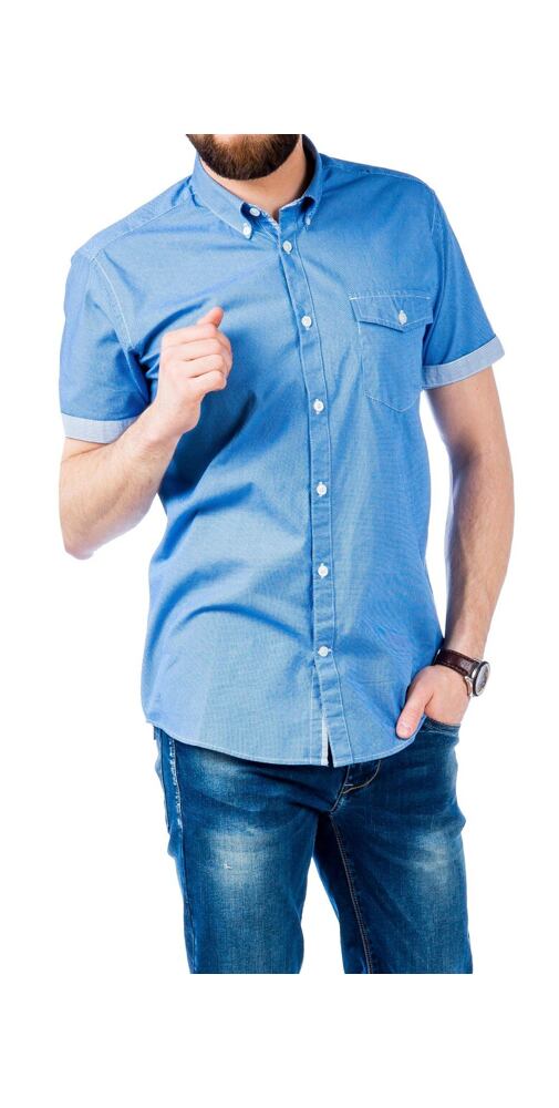 Modrá košile pro muže s krátkým rukávem