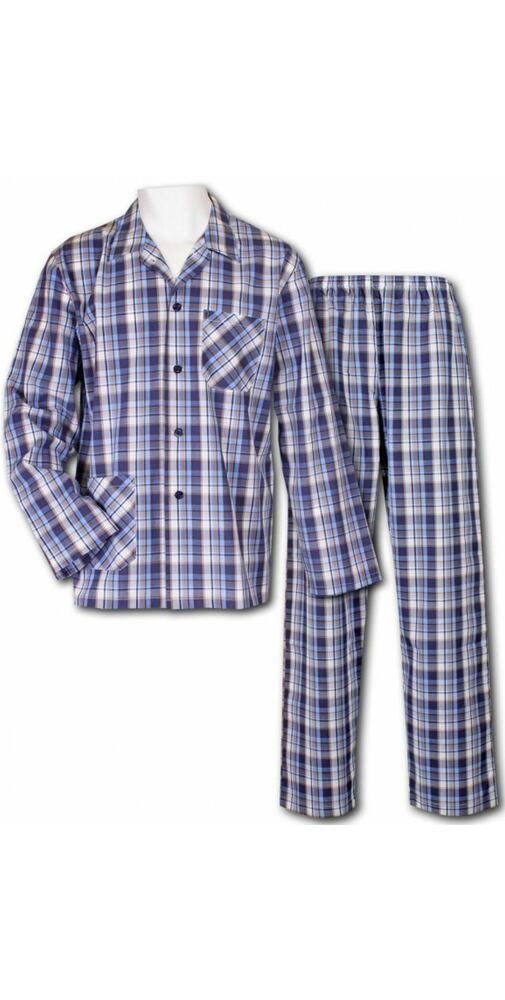 Popelínové pyžamo Luiz Charles jeans-okr kostka