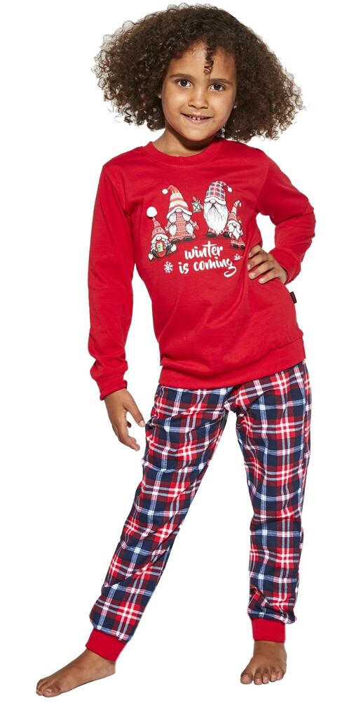 Dívčí pyžamo Cornette Kids Gnomes červené