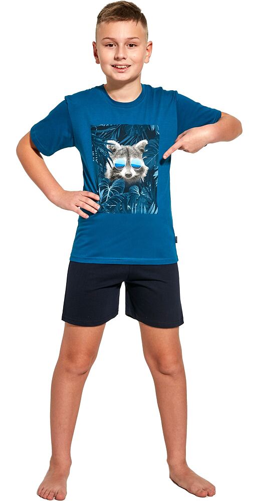 Krátké pyžamo pro kluky Cornette Young Raccoon petrol