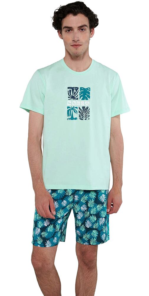Pánské pyžamo Vamp s krátkým rukávem 20710 aqua melon