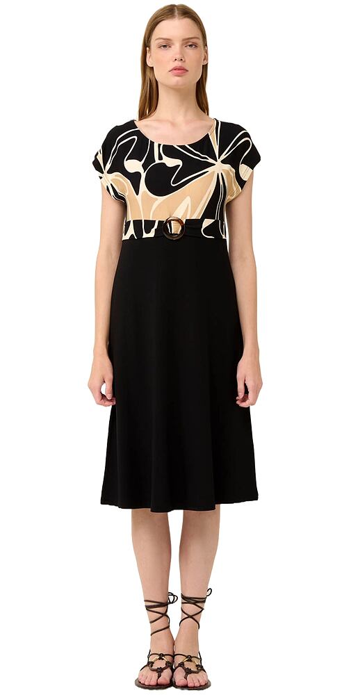 Viskózové letní šaty na ramínka s abstraktními květy Vamp 22478 black