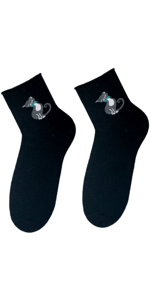 Černé ponožky s kočičkou