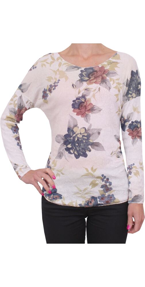 Lehký dámský svetr s květinovým vzorem