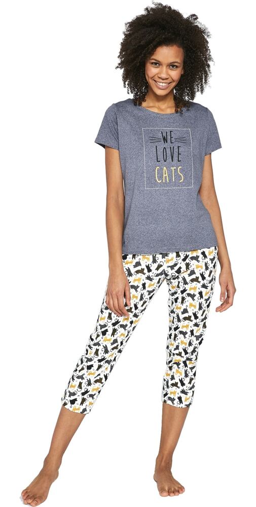 Dámské pyžamo Cornette se 7/8 kalhotami Love Cats