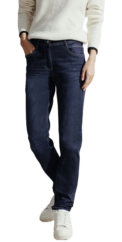 Slim fit džíny s vysokým pasem Toronto Cecil 377209 dark blue