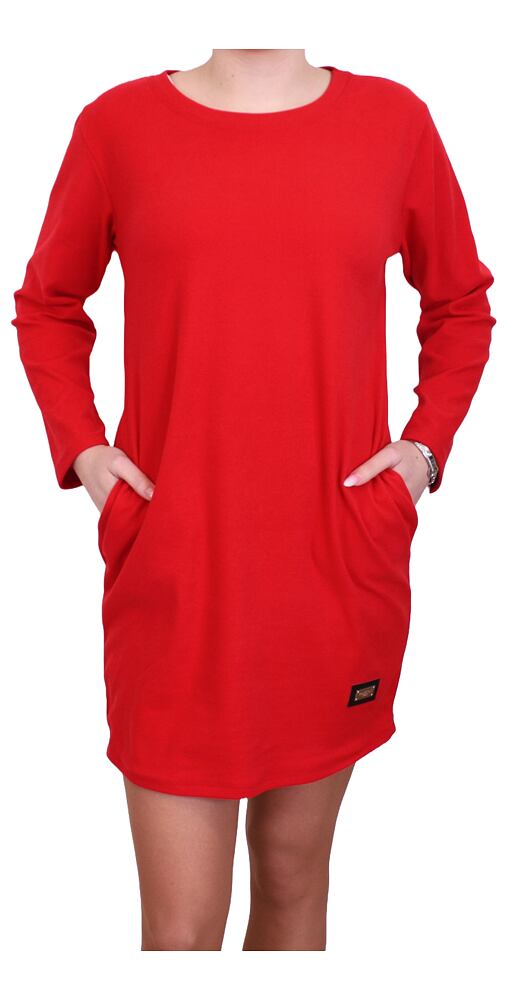 Jednobarevné dámské šaty 17158 červené