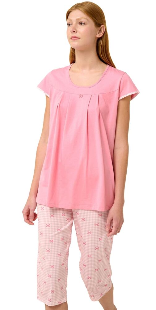 Bavlněné dámské pyžamo s volánky Vamp 22260 pink sea