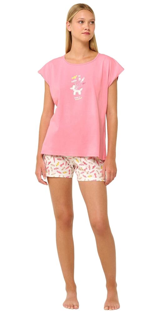 Bavlněné dámské pyžamo s krátkými kalhotami Vamp 22272 pink sea