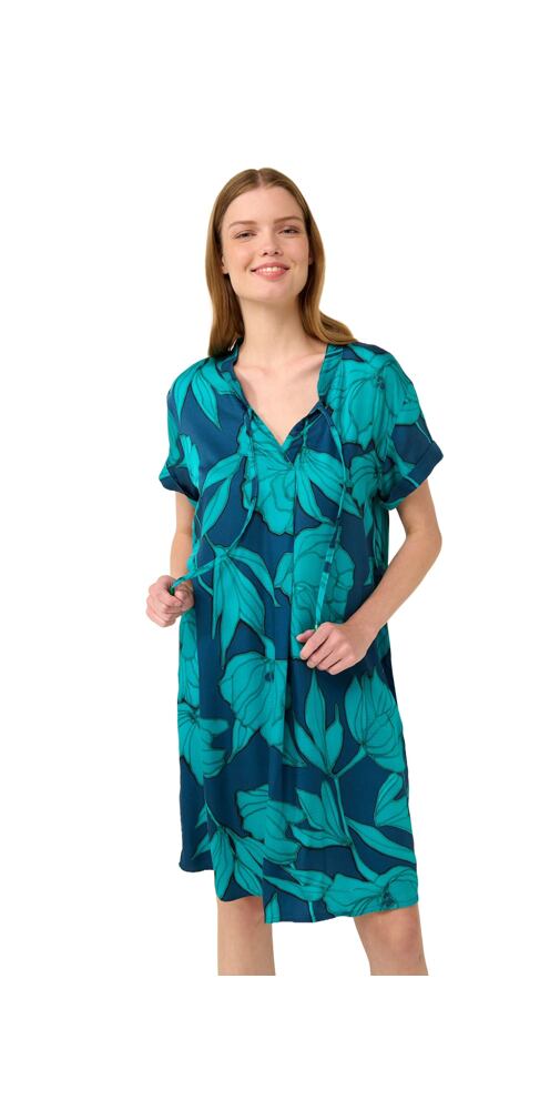 Dámské letní šaty s potiskem pivoněk Vamp 22410 blue lagoon