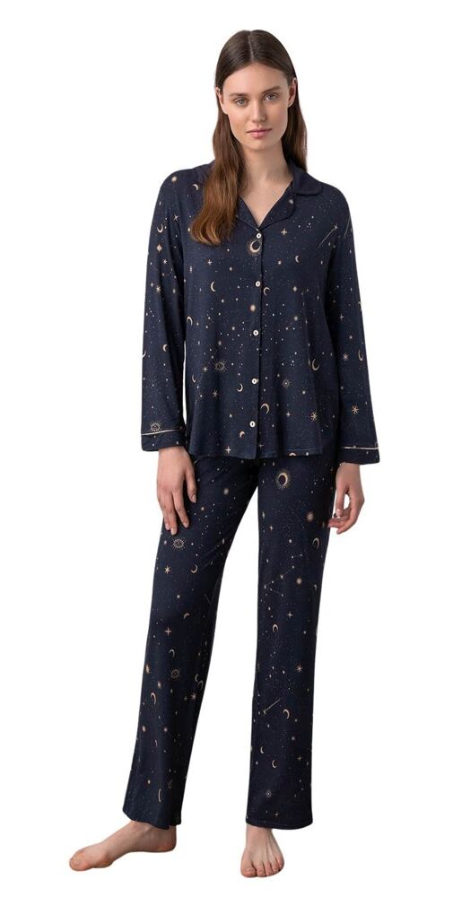 Dvoudílné dámské propínací pyžamo Vamp 17063