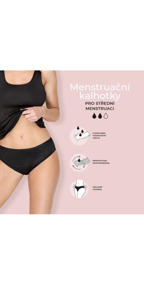 Menstruační kalhotky pro střední menstruaci Timo 191000 černé