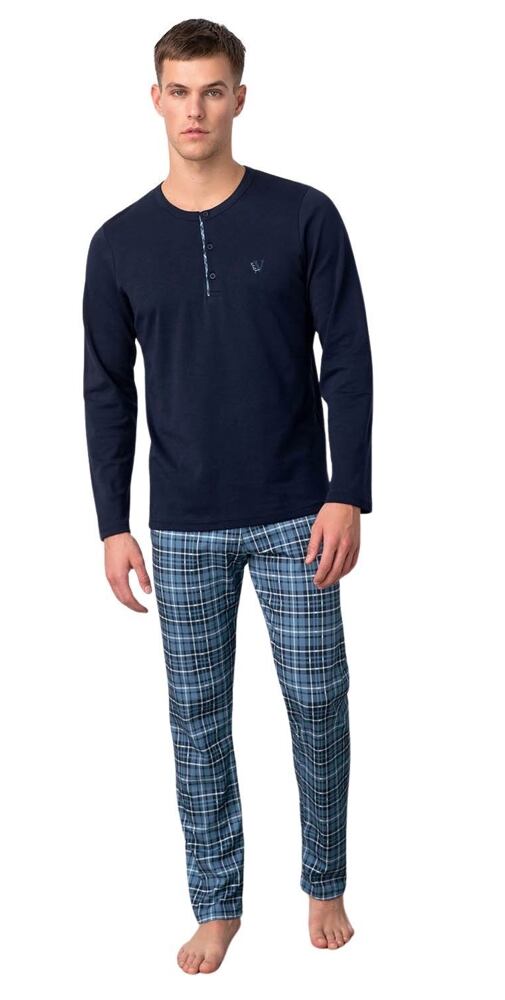 Vamp - Klasické pánské dvoudílné pyžamo 17645 blue