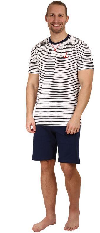 Pánské pyžamo s kraťasy Pleas 179766 bílo-navy