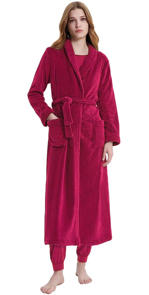 Jednoduchý dlouhý župan Vamp - Fuchsia berry