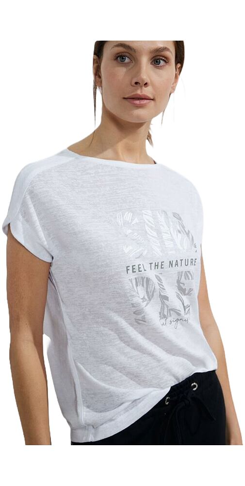Lněné dámské tričko Cecil s krátkým rukávem 320936 bílé