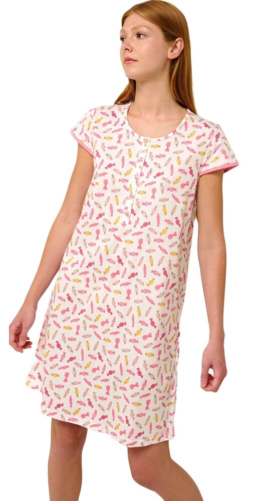 Bavlněná letní noční košile s knoflíkovou légou Vamp 22273 pink sea