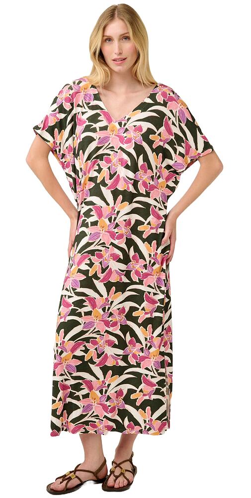 Kaftan Vamp s výstřihem do V s potiskem akvarelových lilií 22494